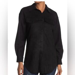 Philosophy Size Large black faux‎ leather snap button jacket